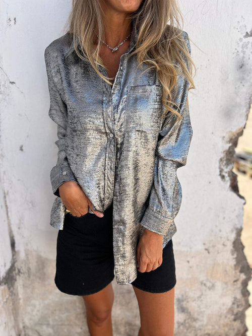 Camisa casual de antelina con solapa