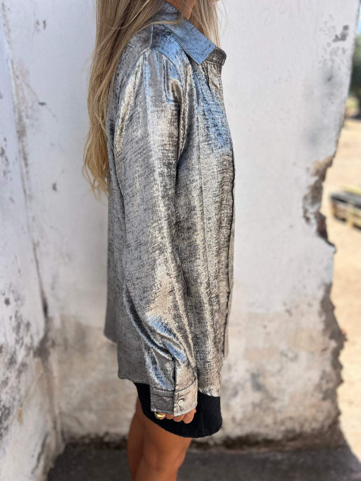Camisa casual de antelina con solapa