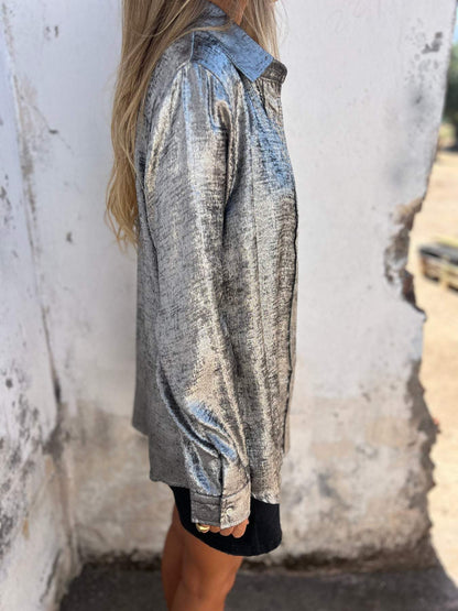 Camisa casual de antelina con solapa
