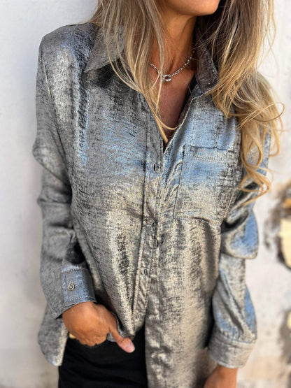 Camisa casual de antelina con solapa
